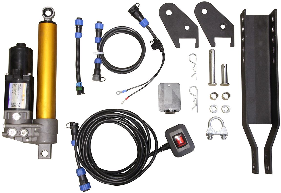 Electric-hydraulic height adjuster for flail mower