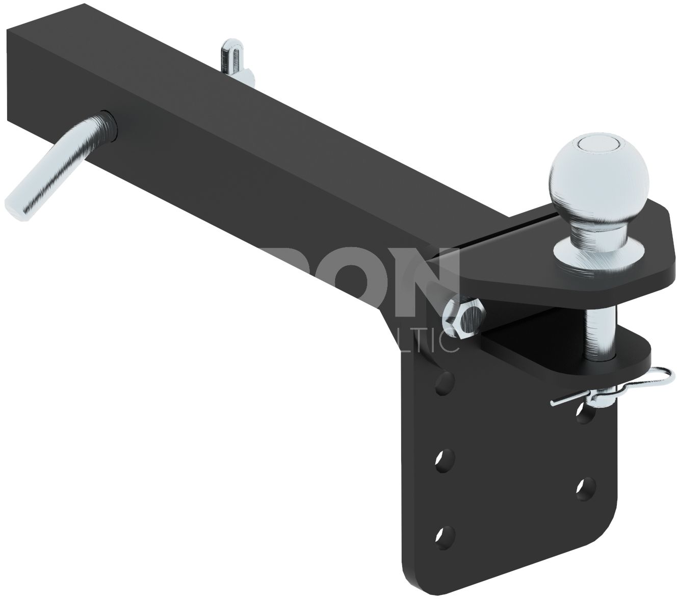 Adjustable rear hitch ball & extender (2" receiver)